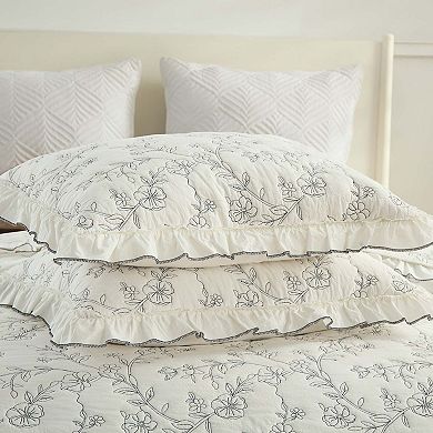 Marcielo 3-Piece 100% Cotton Oversized Ruffle Bedspread Quilt Set Flower