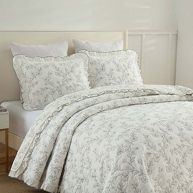 Marcielo 3-Piece 100% Cotton Oversized Ruffle Bedspread Quilt Set Flower