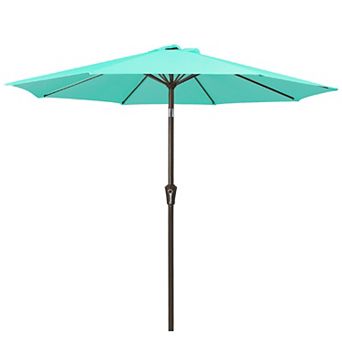 9ft Outdoor Patio Market Umbrella, Table Umbrella with 8 Sturdy Ribs, Push Button Tilt & Crank