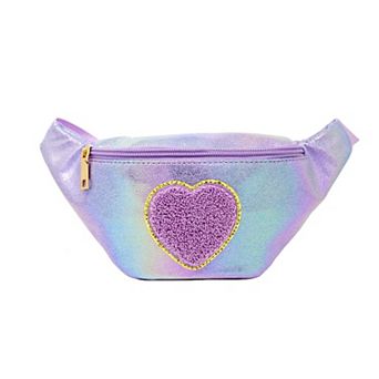 Kid's Shiny Heart Patch Sling Bag