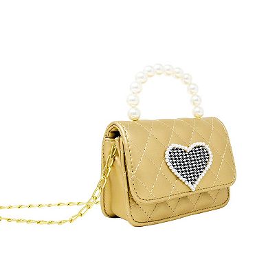 Kid's Quilted Pearl Handle Heart Bag