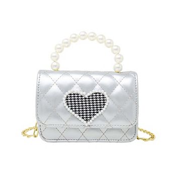 Kid's Quilted Pearl Handle Heart Bag