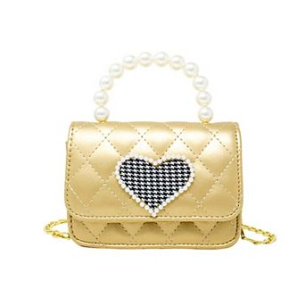 Kid's Quilted Pearl Handle Heart Bag