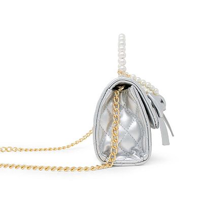 Kid's Quilted Pearl Handle Bow Ribbon Handbag