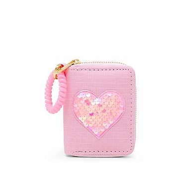 Kid's Sequin Heart Spiral Strap Wallet