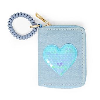 Kid's Sequin Heart Spiral Strap Wallet