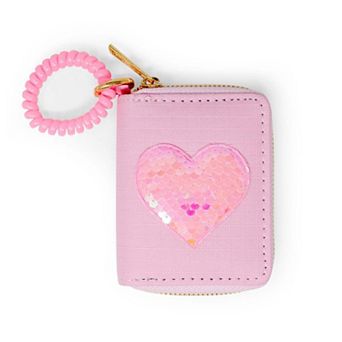 Kid's Sequin Heart Spiral Strap Wallet