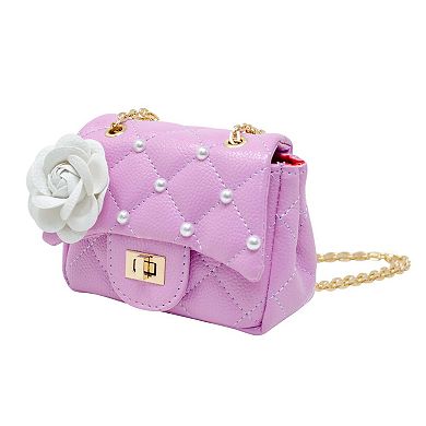 Kid's Classic Quilted Flower Pearl Handbag