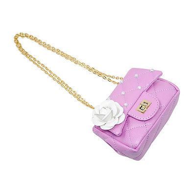Kid's Classic Quilted Flower Pearl Handbag