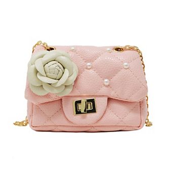 Kid's Classic Quilted Flower Pearl Handbag