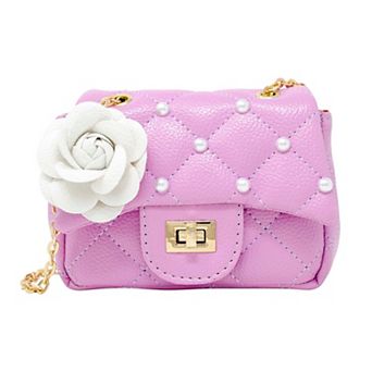 Kid's Classic Quilted Flower Pearl Handbag