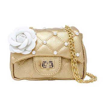 Kid's Classic Quilted Flower Pearl Handbag