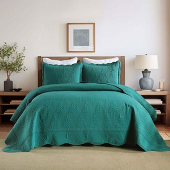 Marcielo 3 pc 100% Cotton Christmas Tree Bedspread Set Coverlet Set Lightweight Quilt Set