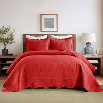 Marcielo 3 pc 100% Cotton Christmas Tree Bedspread Set Coverlet Set Lightweight Quilt Set