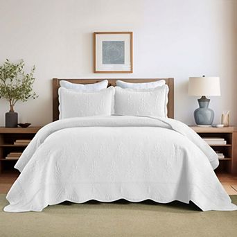 Marcielo 3 pc 100% Cotton Christmas Tree Bedspread Set Coverlet Set Lightweight Quilt Set