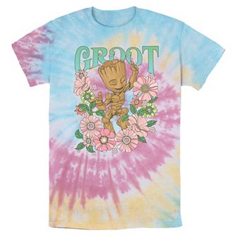 Men's Marvel Guardians OF The Galaxy Groot Floral Dancer Tie Dye Graphic Tee