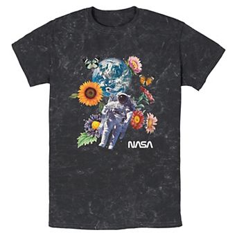 Men's Nasa Floral Space Mineral Wash Graphic Tee