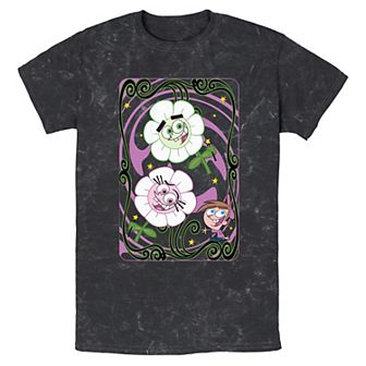 Men's Fairly Oddparents Spring Flowers Card Mineral Wash Graphic Tee