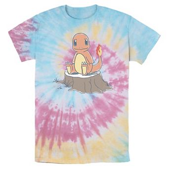 Men's Pokemon Resting Charmander Tie Dye Graphic Tee