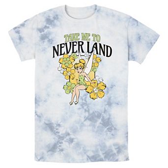 Disney's Tinker Bell Take Me To Never Land Flowers Bombard Wash Men's Graphic Tee