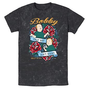 Men's King Of The Hill Bobby Floral Tattoo Mineral Wash Graphic Tee