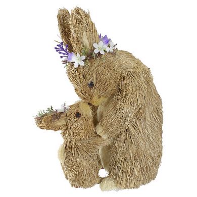 Northlight 12-in. Brown Mommy and Baby Bunny Sisal Easter Figure