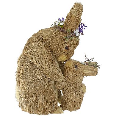 Northlight 12-in. Brown Mommy and Baby Bunny Sisal Easter Figure