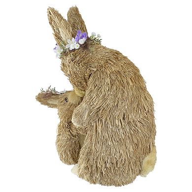 Northlight 12-in. Brown Mommy and Baby Bunny Sisal Easter Figure