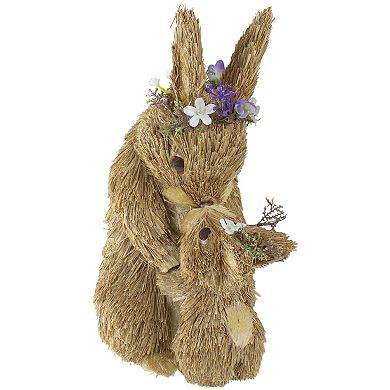 Northlight 12-in. Brown Mommy and Baby Bunny Sisal Easter Figure