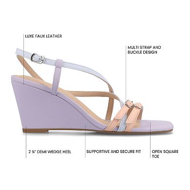 Journee Clinne Women's Multi Strap Wedge Sandals