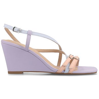 Journee Clinne Women's Multi Strap Wedge Sandals