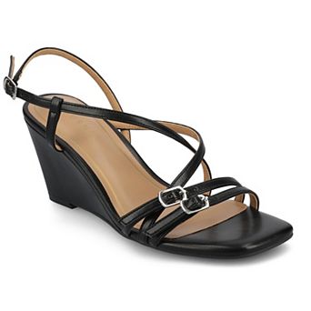 Journee Clinne Women's Multi Strap Wedge Sandals