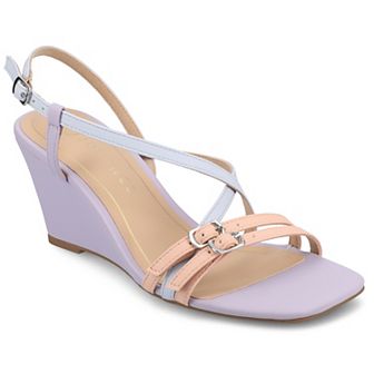 Journee Clinne Women's Multi Strap Wedge Sandals