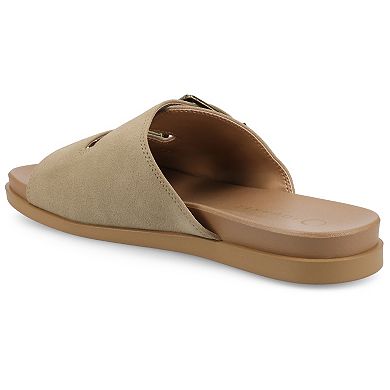 Journee Collection Cosette Women's Double Strap Buckle Slip-On Flat Sandals