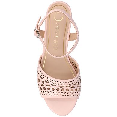 Journee Jessly Women's Cut Out Design Ankle Strap Kitten Heel Sandals