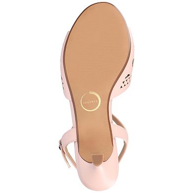 Journee Jessly Women's Cut Out Design Ankle Strap Kitten Heel Sandals