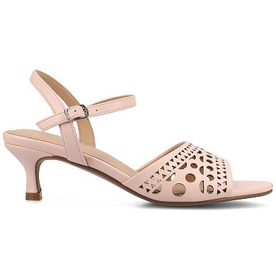 Journee Jessly Women's Cut Out Design Ankle Strap Kitten Heel Sandals