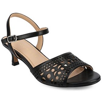 Journee Jessly Women's Cut Out Design Ankle Strap Kitten Heel Sandals