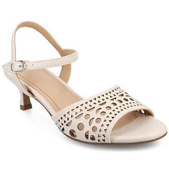 Journee Jessly Women's Cut Out Design Ankle Strap Kitten Heel Sandals