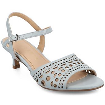 Journee Jessly Women's Cut Out Design Ankle Strap Kitten Heel Sandals