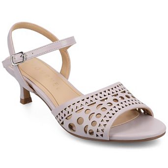 Journee Jessly Women's Cut Out Design Ankle Strap Kitten Heel Sandals