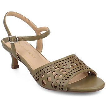 Journee Jessly Women's Cut Out Design Ankle Strap Kitten Heel Sandals