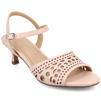 Journee Jessly Women's Cut Out Design Ankle Strap Kitten Heel Sandals