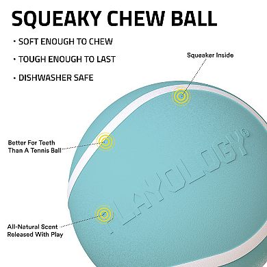 Playology Squeaky Chew Ball Peanut Butter Scent Small Dog Toy 3-Pack