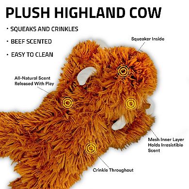 Playology Plush Highland Cow Beef Scent Large Dog Toy