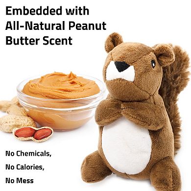 Playology Plush Squirrel Peanut Butter Scent Small Dog Toy