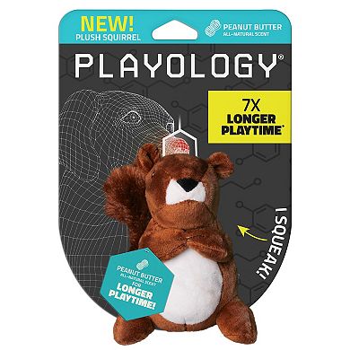 Playology Plush Squirrel Peanut Butter Scent Small Dog Toy