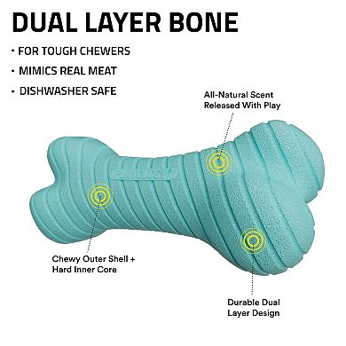 Playology Dual Layer Bone Peanut Butter Scent Small Dog Toy