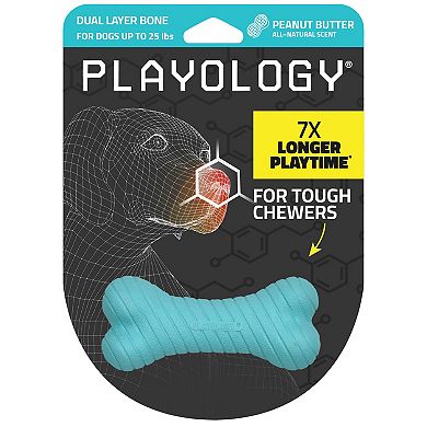 Playology Dual Layer Bone Peanut Butter Scent Small Dog Toy