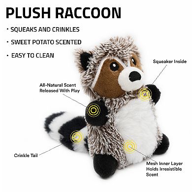 Playology Plush Raccoon Sweet Potato Scent Small Pet Toy